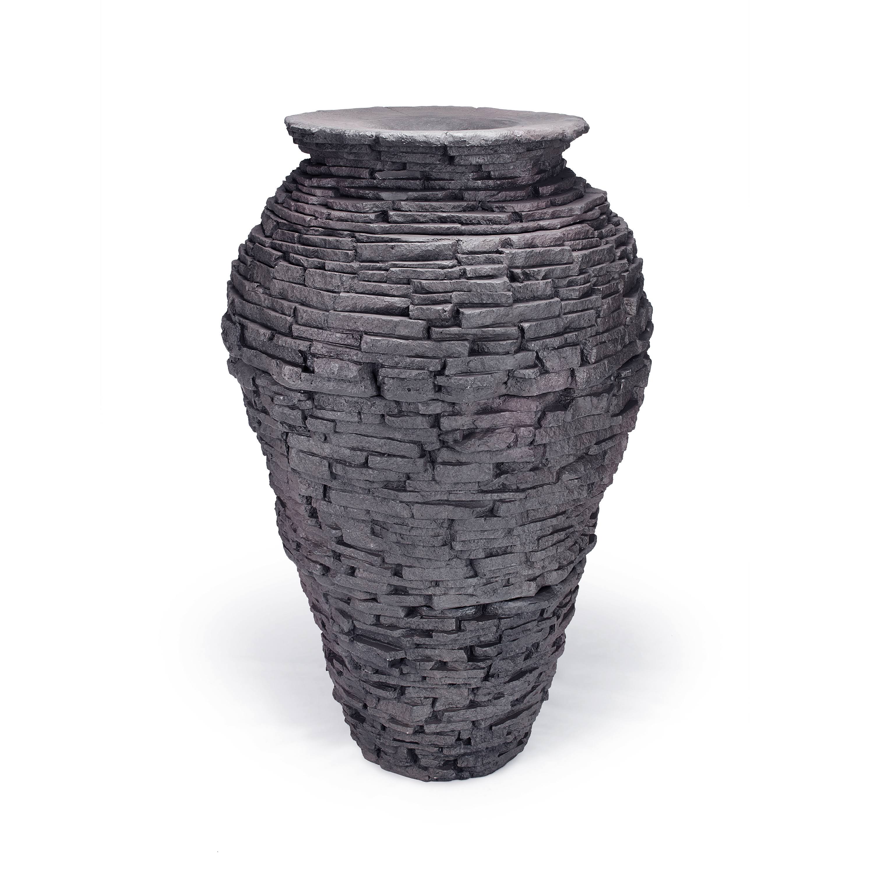 Large Stacked Slate Urn C3936