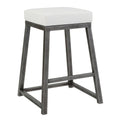 26x22 Counter Height Metal Backless Barstool in Aspen Pure White Bonded Leather and Silver Bisque Finish I529