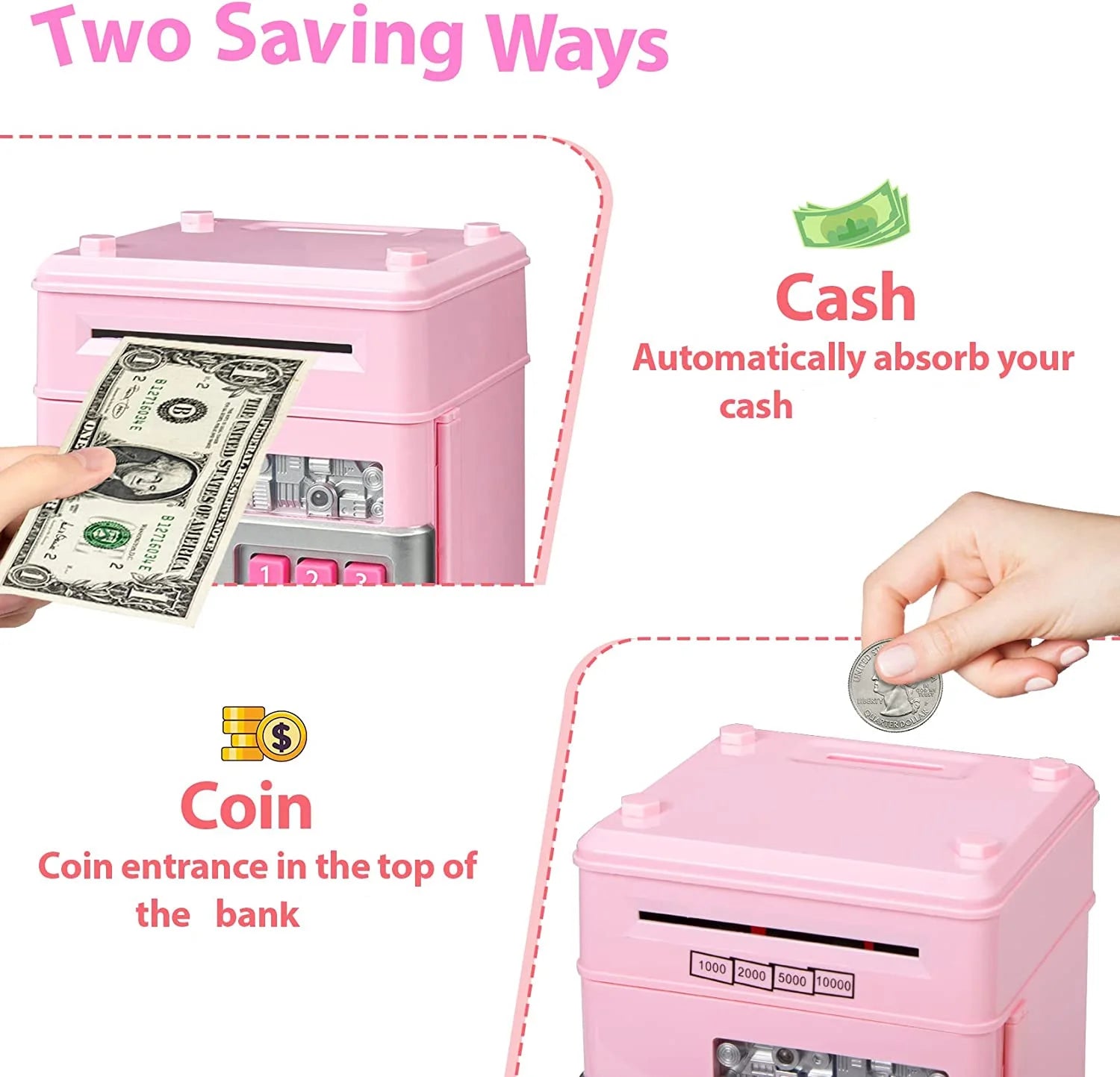 Piggy Money Bank for Kids, Pink I4762