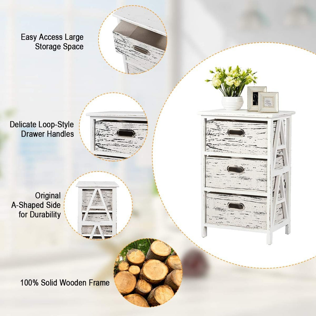 3 Fabrics Storage Drawer Units with Wood Frame B719