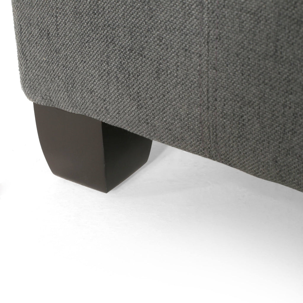 Dark Gray Tufted Fabric Storage Ottoman N329880