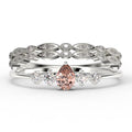 2.05 Carat Pear Cut Morganite And Diamond Moissanite Engagement Ring in 925 Sterling Silver With 18k White Gold Plating U2500