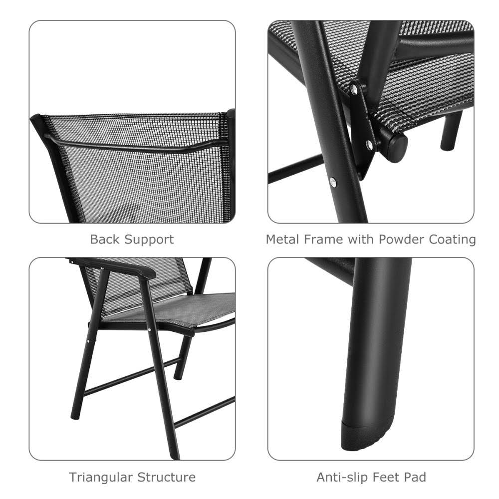Black Metal Frame Stationary Conversation Chair with Black Sling Seat E205039
