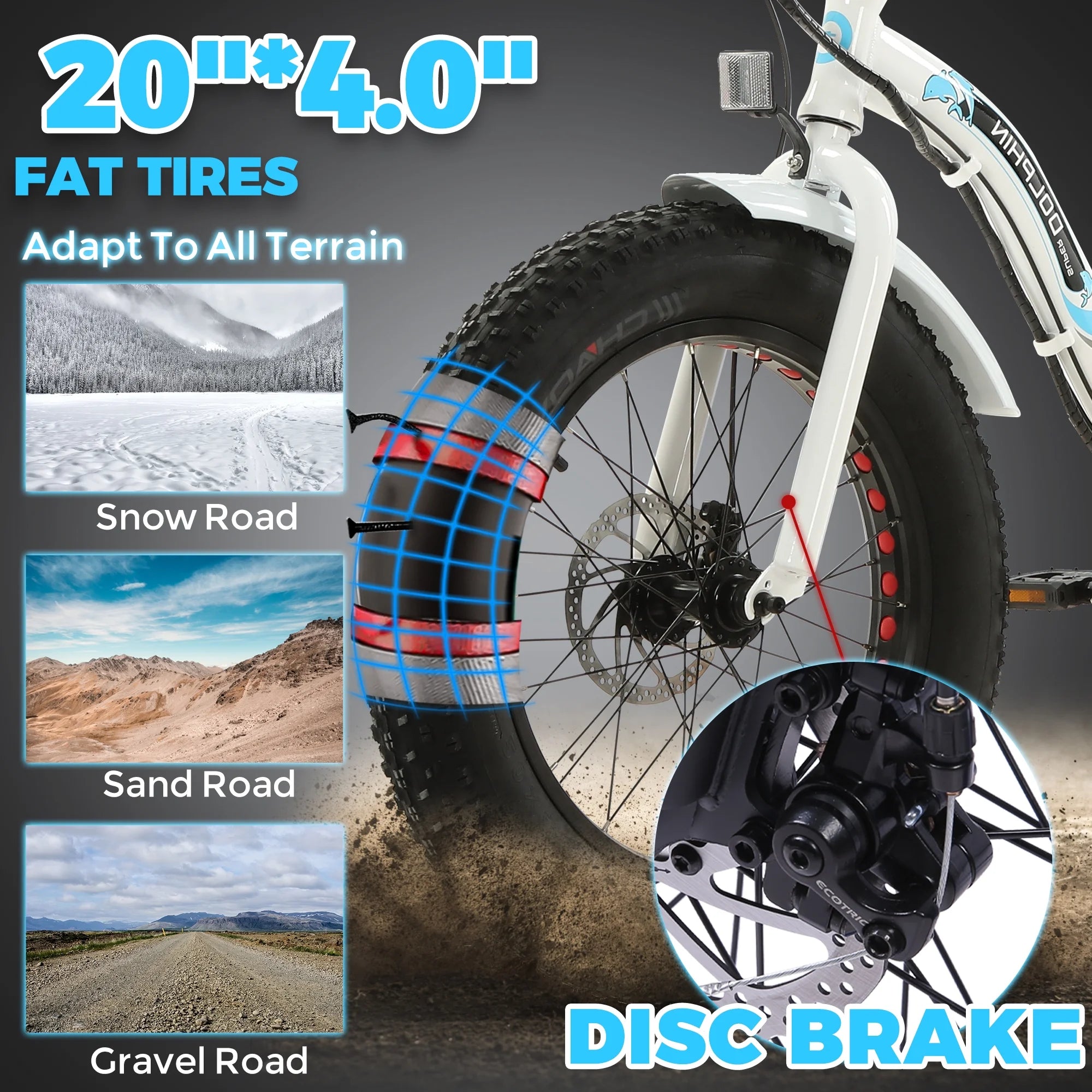 500 W 36 V 20" Electric Bicycle Fat Tire Removable Battery 7 Speed K252868