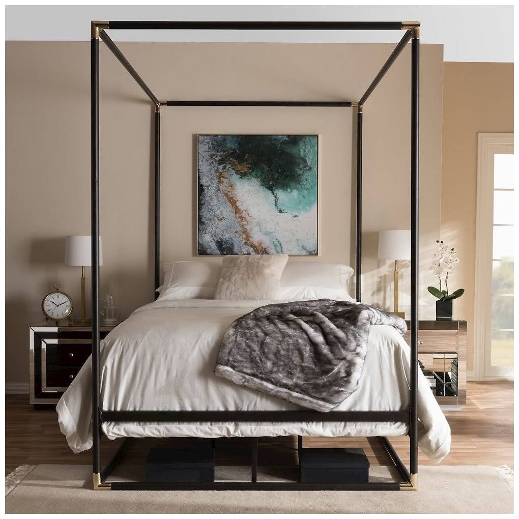 Black Queen Metal Canopy Bed E366964