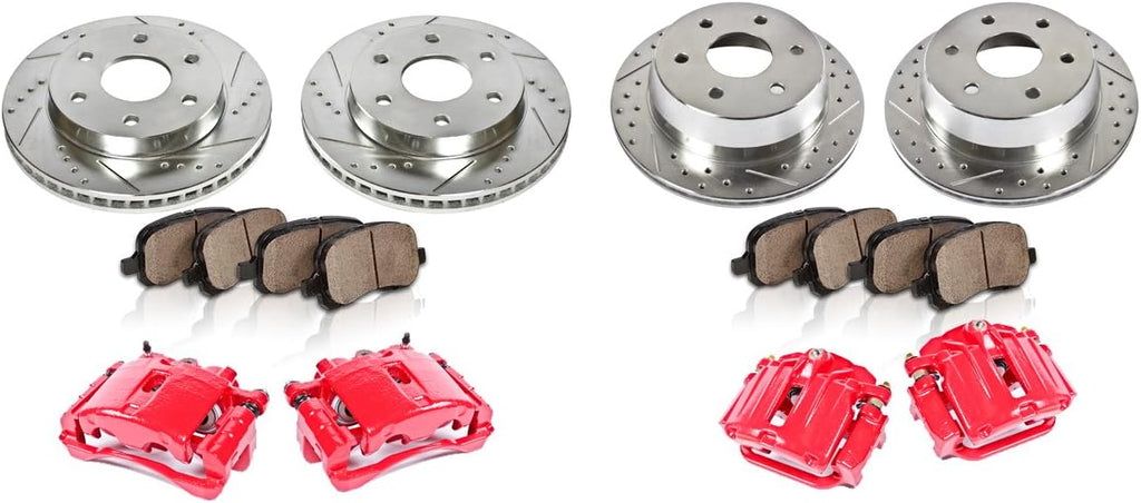 Red Powder Coated Calipers Rotors Ceramic Pads Performance Kit W333