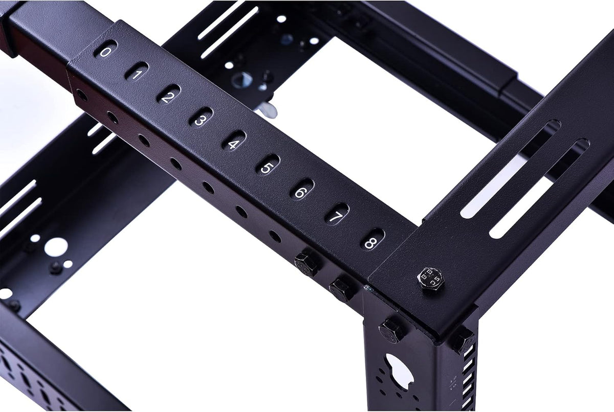 12U Open Frame Server Rack, Heavy Duty 4 Post Adjustable Depth with Casters U658