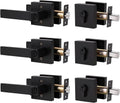 4 Pack Matte Black Entry Door Handle with Deadbolt Lock Set W623157