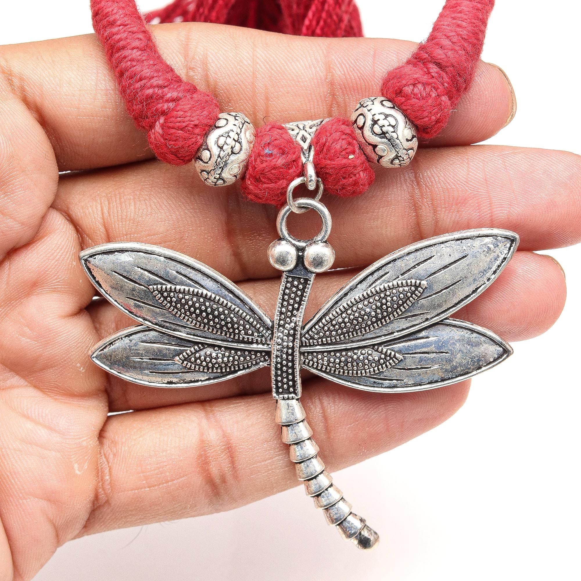 925 Silver Butterfly Macrame Necklace 20 in D8334