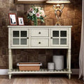 Farmhouse Wood/Glass Sideboard Console Table with Bottom Shelf E2363