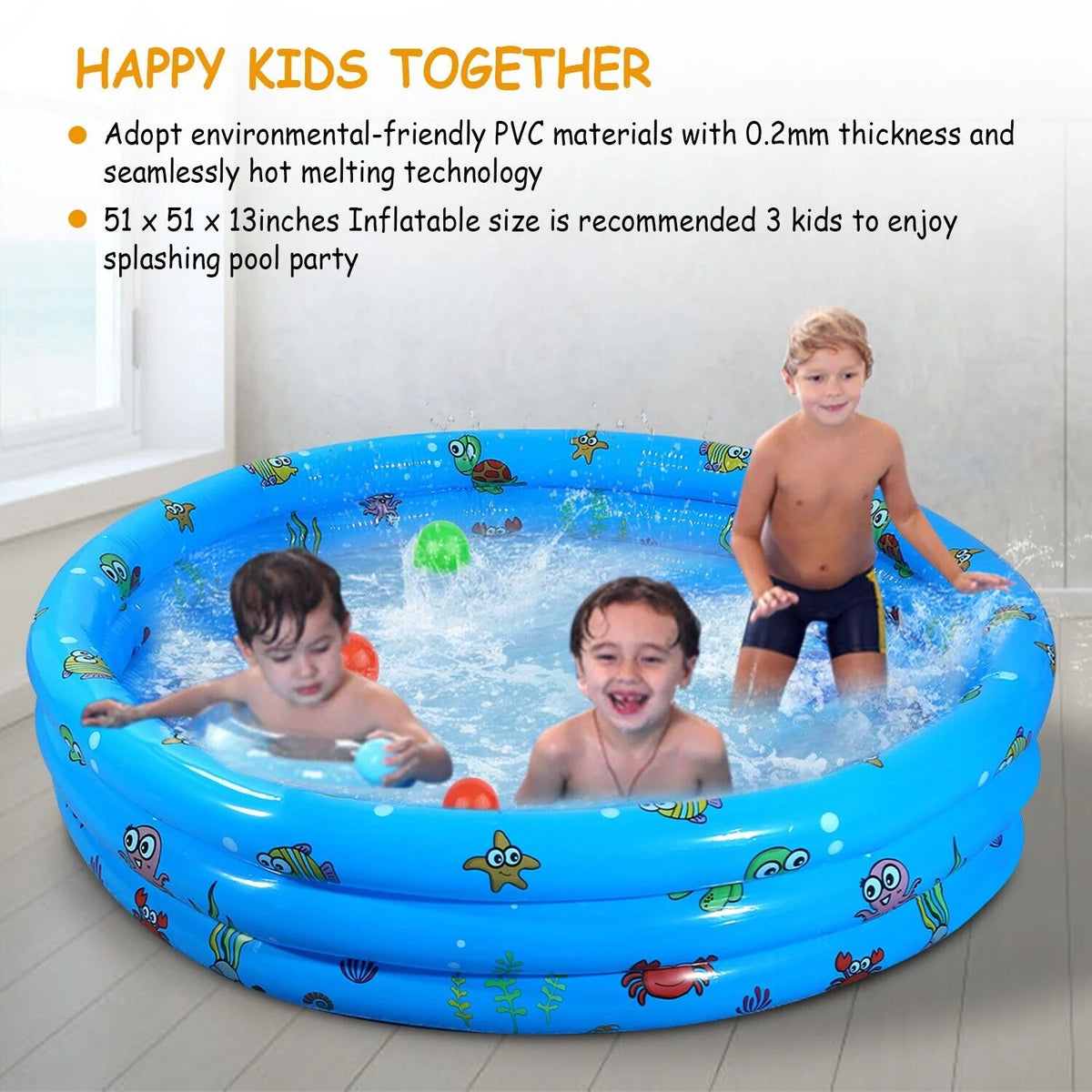 Inflatable Swimming Pool for 3 Kids 51" L349943