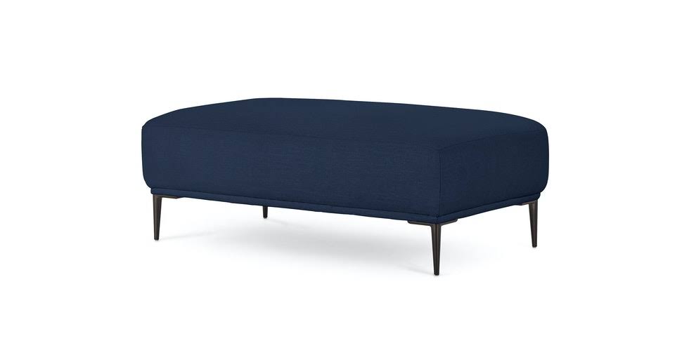 Blue Fabric Ottoman with Black Metal Legs W886