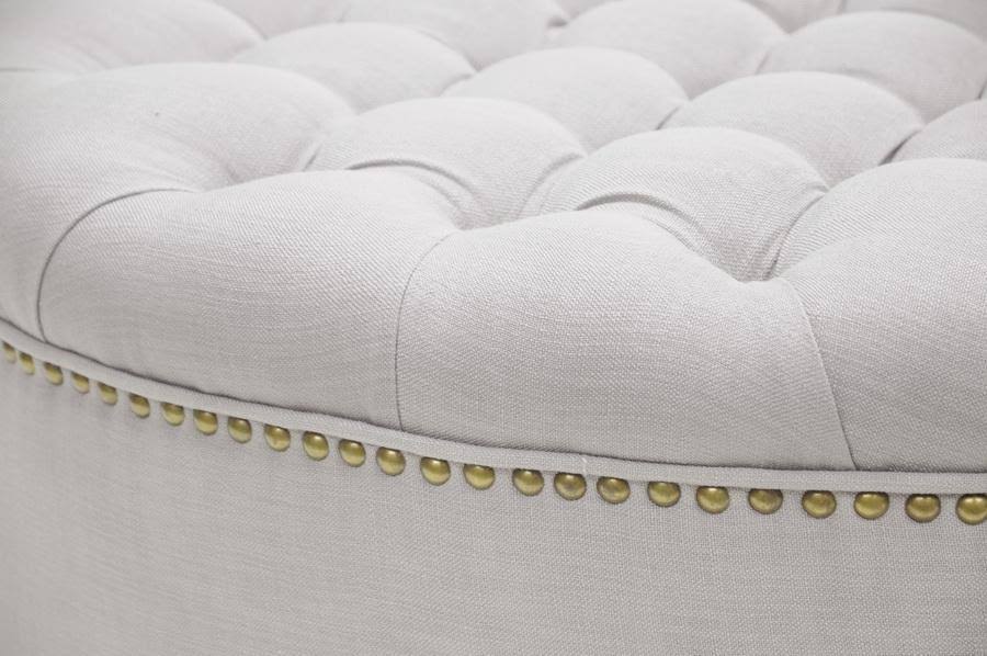 Grey Linen Tufted Ottoman X86551