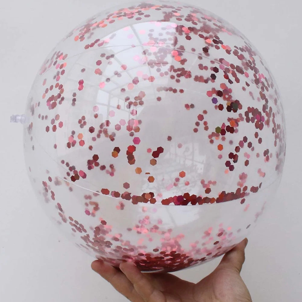 4 Pcs Glitter Ball and Pump Set Round Outdoor Indoor Pool Game Play Toy Golden Sequin Beach Ball Y89664