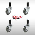 3x22 SS Gray Polyurethane Swivel Caster with Expanding Stem, Set of 4 Y783699