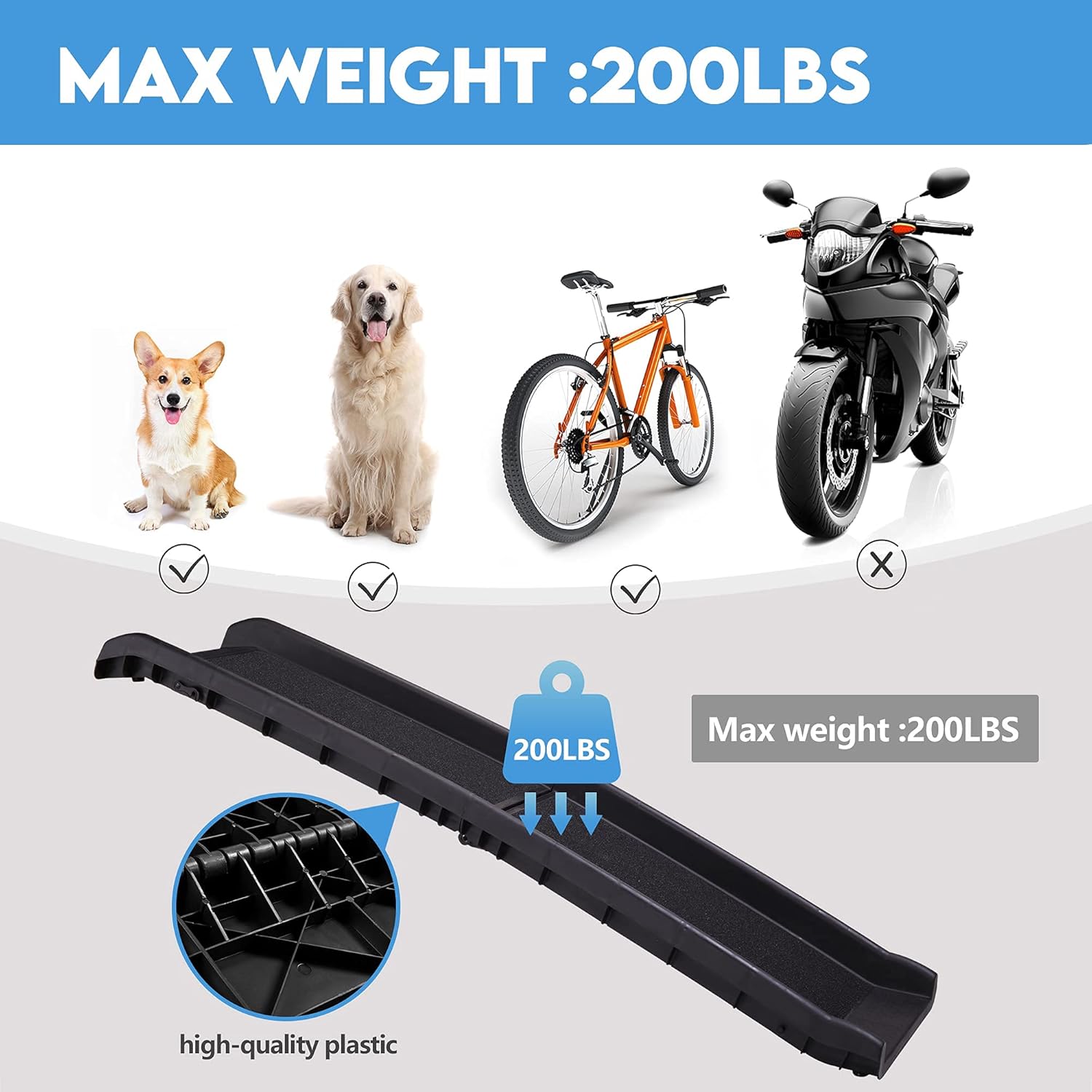 Heavy Duty Portable Folding Dog Ramp for SUV, Truck, Car, Non-Slip H621159