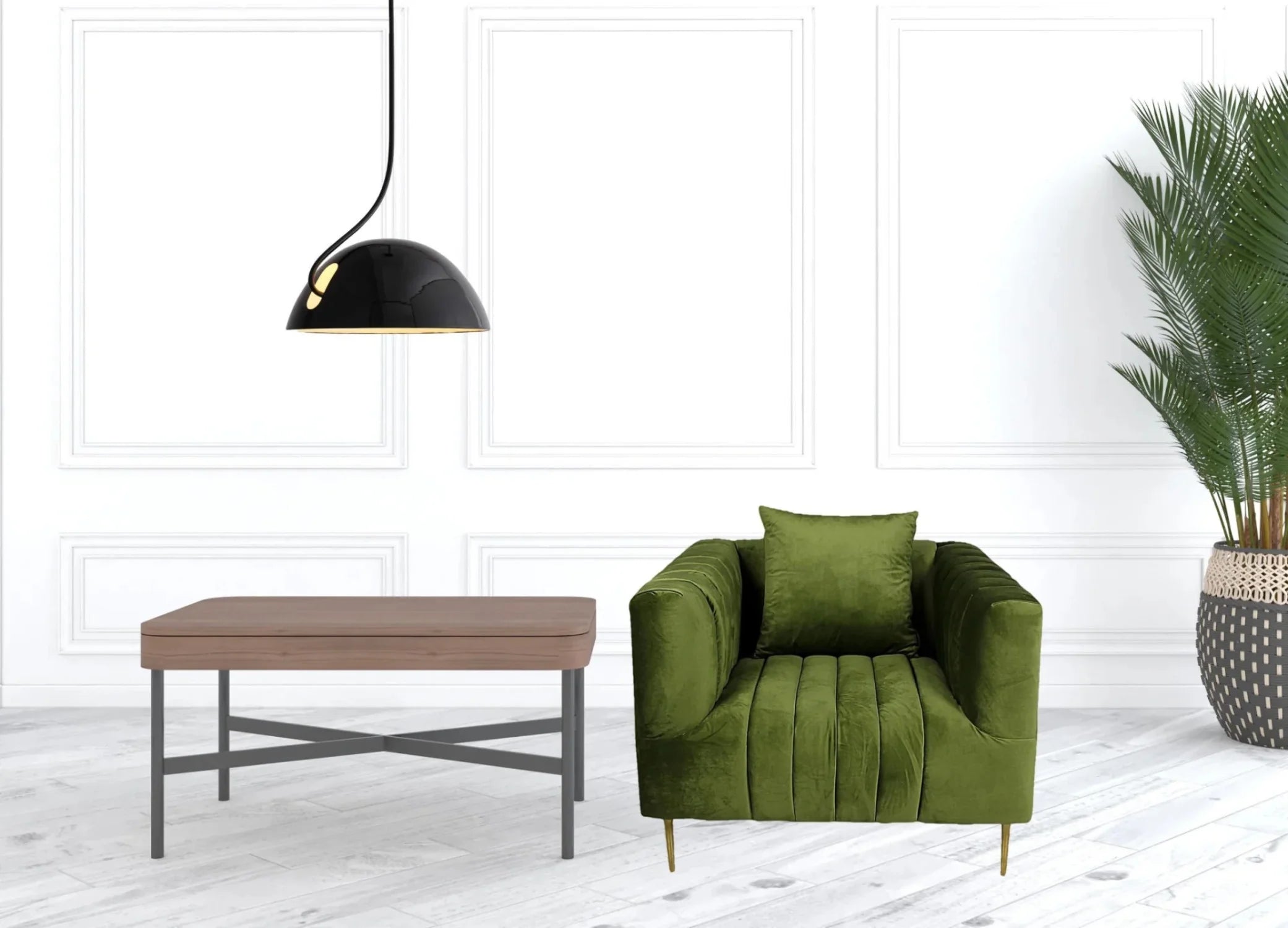 Olive Velvet Lounge Chair Q72160