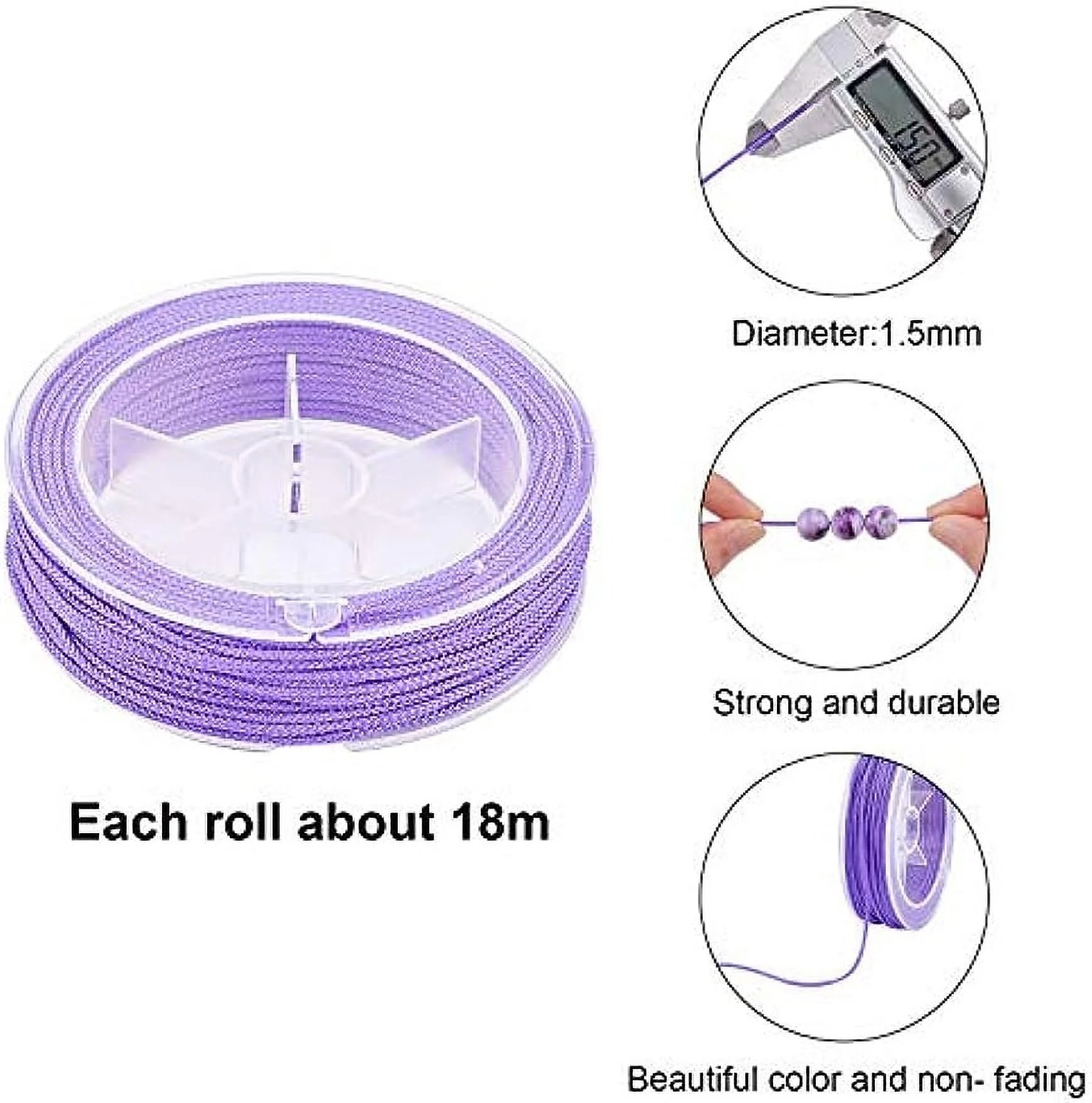 10 Colors 19 Yards/Roll 1.5mm Braided Nylon Threads 10Rolls/Set Q895