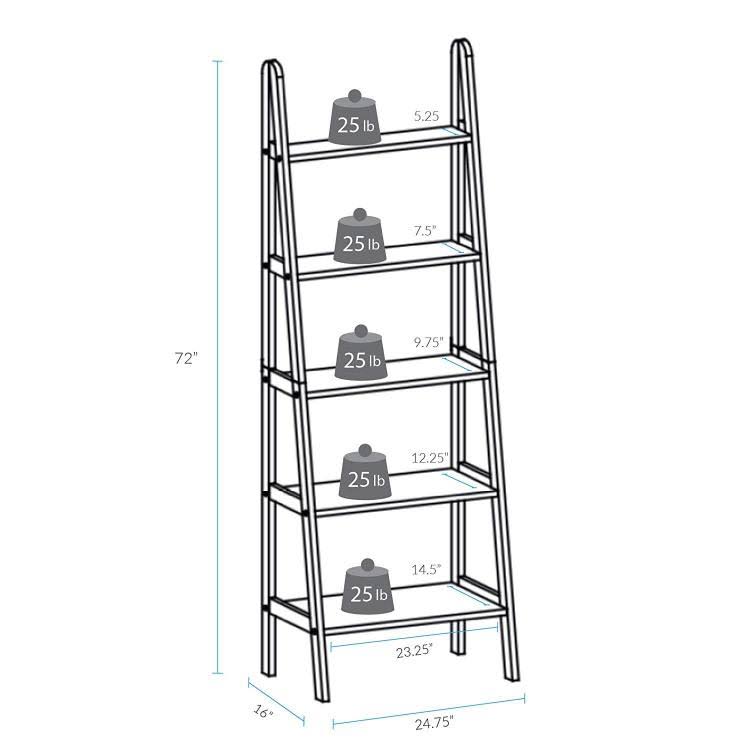 5 Shelf Ladder Bookcase Espresso E505640