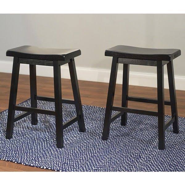 Set of 2 Black Saddle Stools B57855