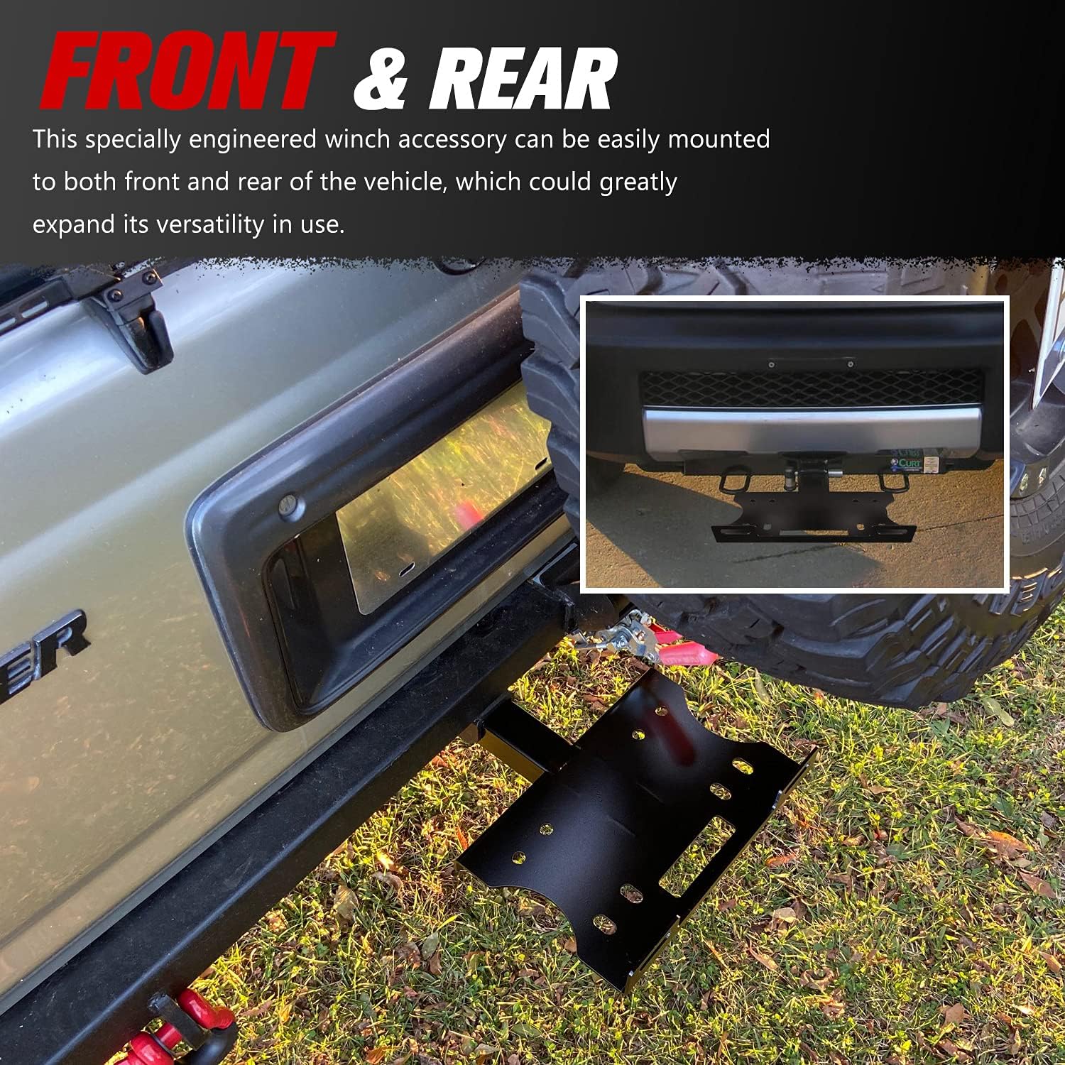 Winch Cradle Winch Mounting Plate Universal 2" Trailer Hitch Winch Mount Bracket Pack of 2 K593