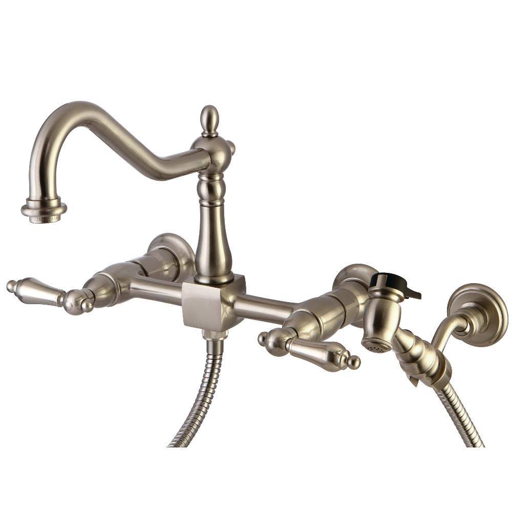 Antique Brass Wall Mount Kitchen Faucet with Brass Sprayer J828