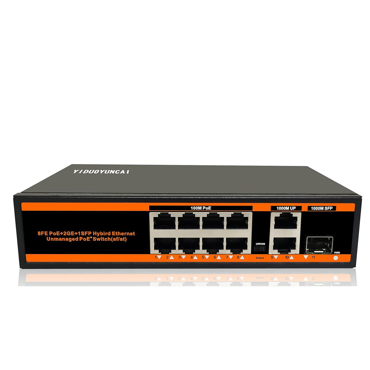 10 Ports Ethernet PoE Switch, 8 PoE Ports + 2 Uplink Ports, 150W, Metal Fanless, Unmanaged, Pack of 2 Q39882