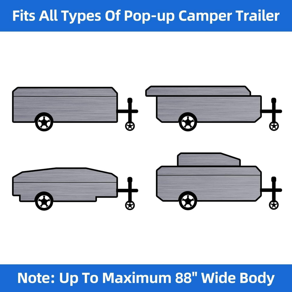3 Layers Polypropylene Pop Up Camper Cover Fits 12' - 14' Trailers, Grey A2590