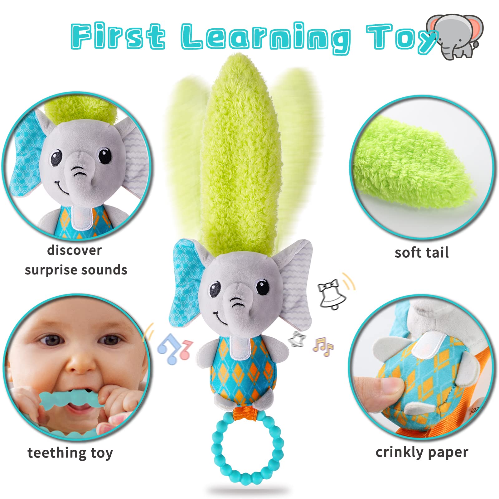 Multicolor Baby Rattles & Plush Rings Teether Toy W278
