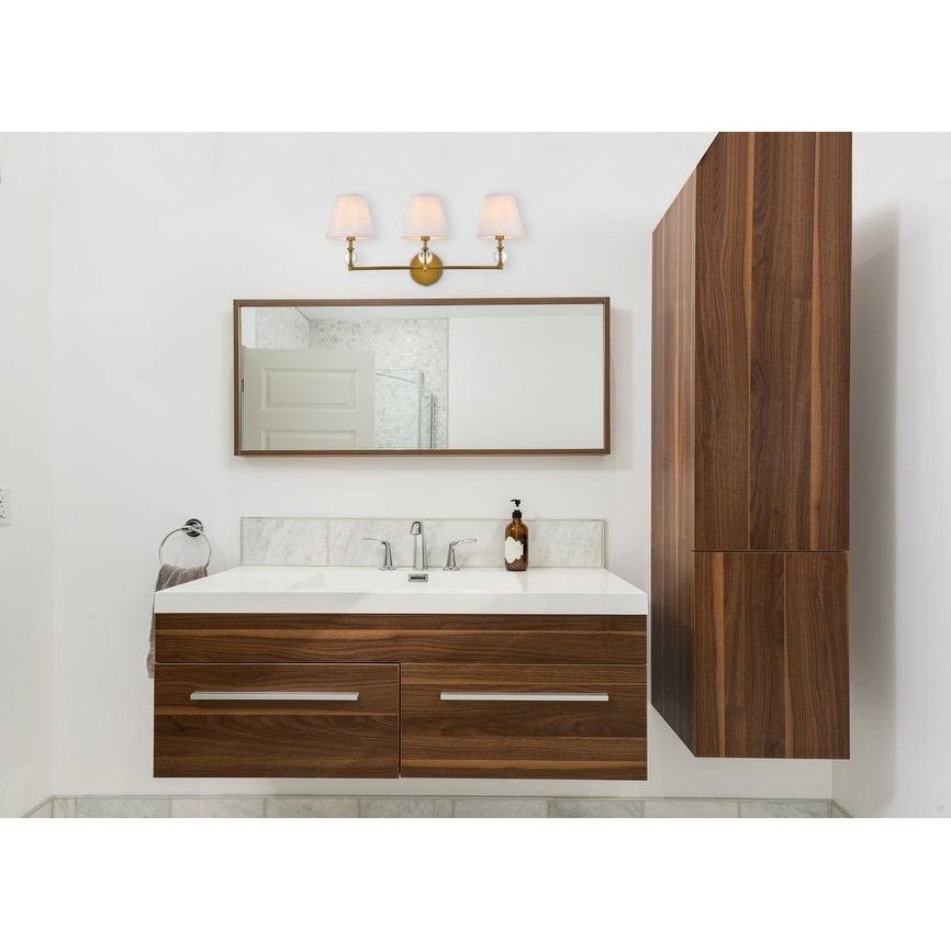 3 Light Bath Sconce with White Fabric Shade L5052