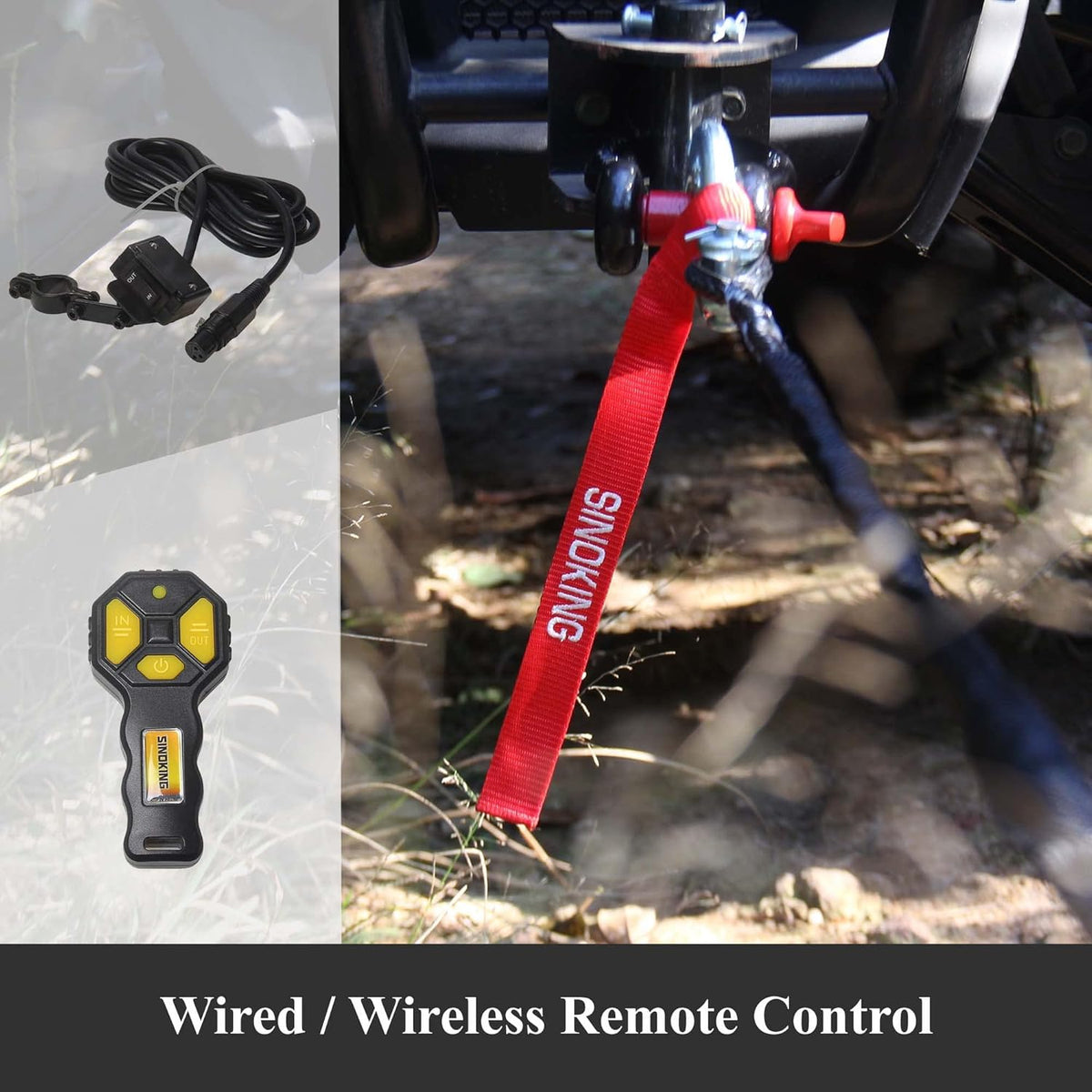 12VDC 3000LB UTV ATV Winch with Steel Cable Electric Winch Kit with Wireless Remote Control C983