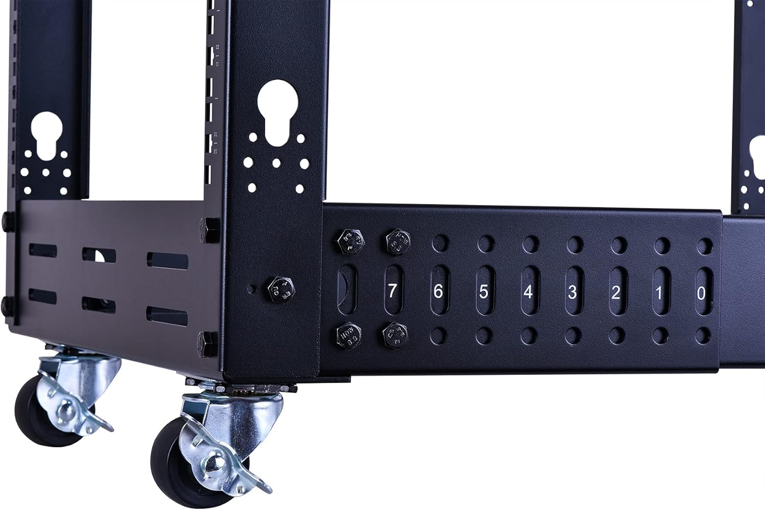 12U Open Frame Server Rack, Heavy Duty 4 Post Adjustable Depth with Casters U658