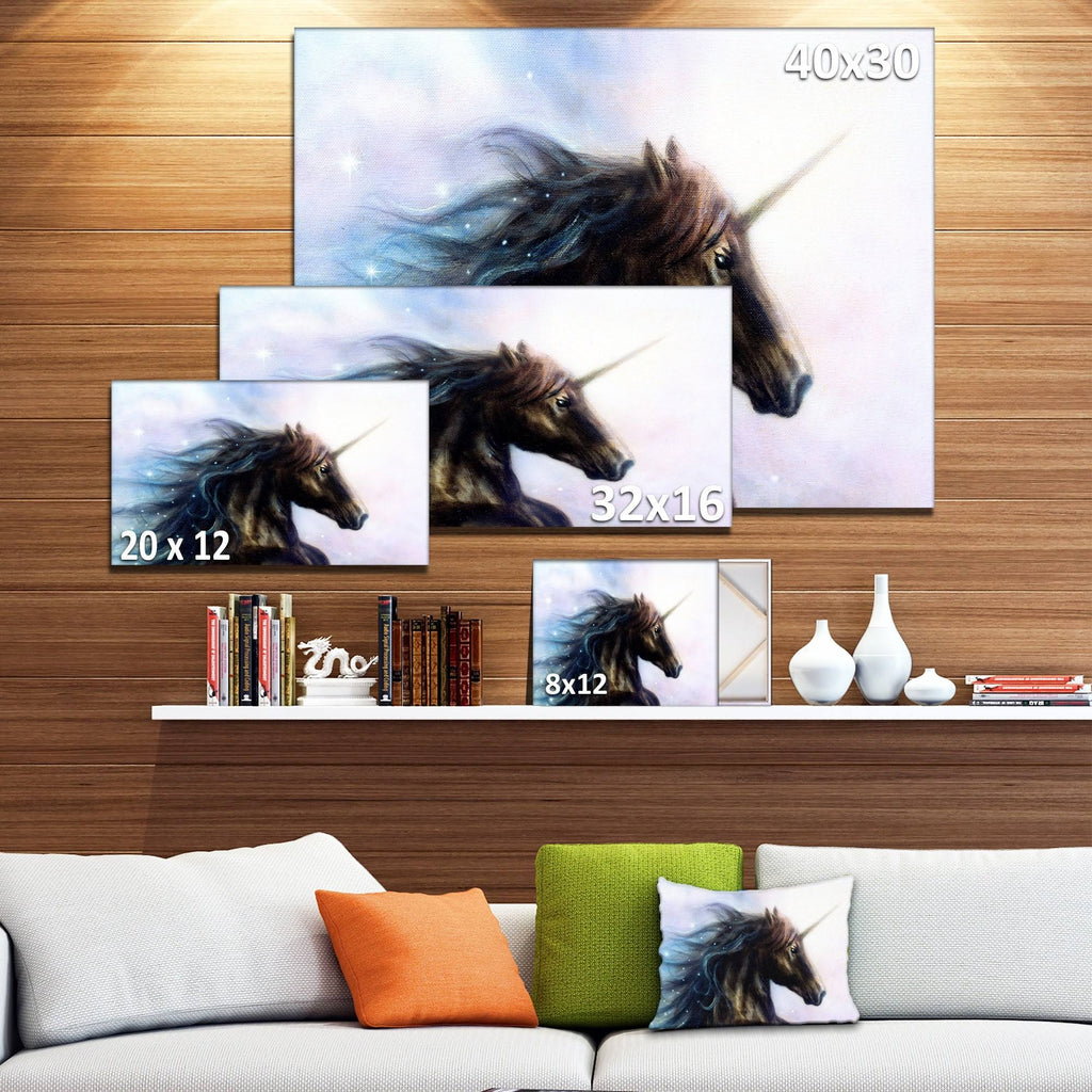 Black Unicorn Animal Canvas Art Print L9553