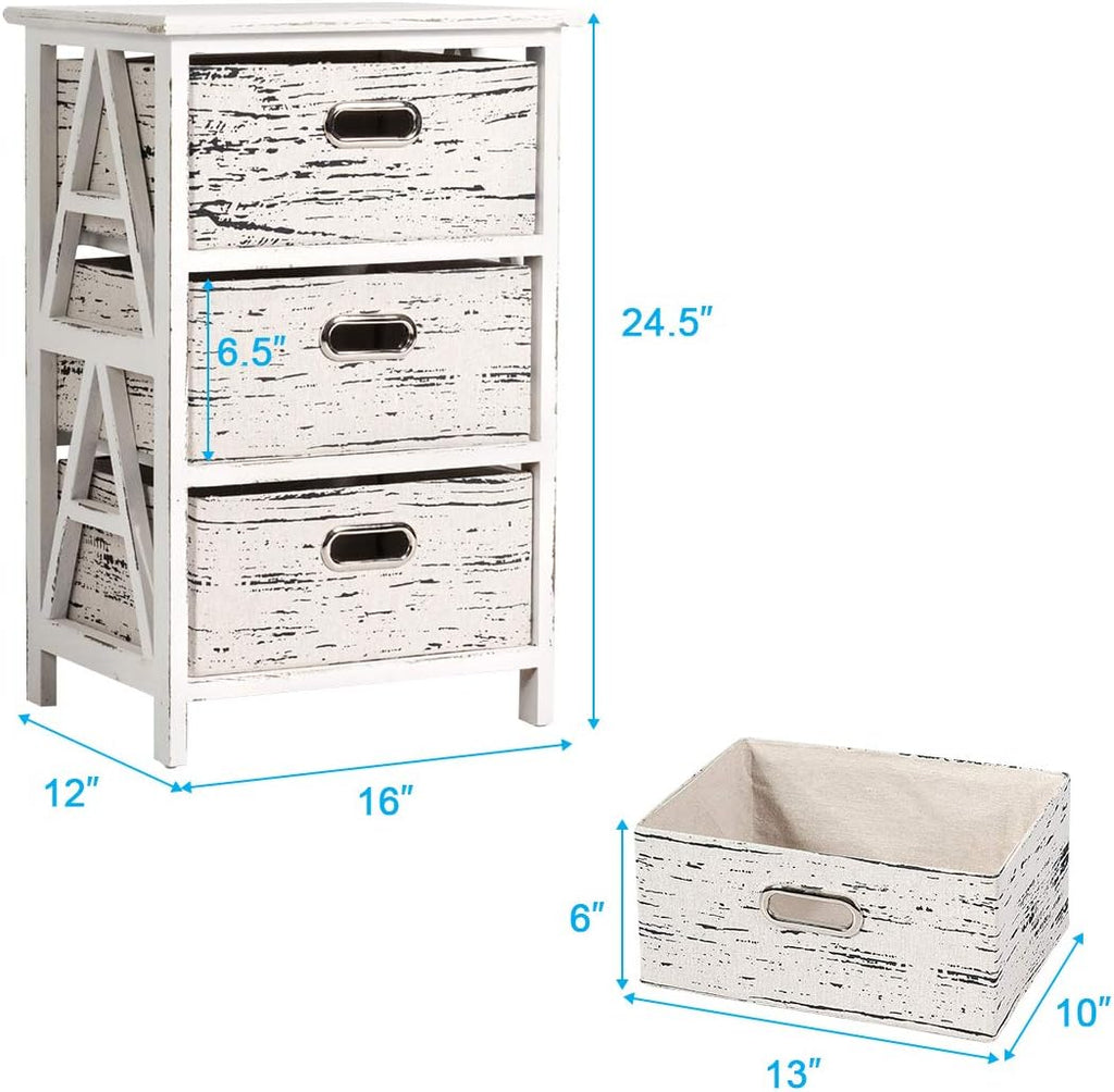 3 Fabrics Storage Drawer Units with Wood Frame B719
