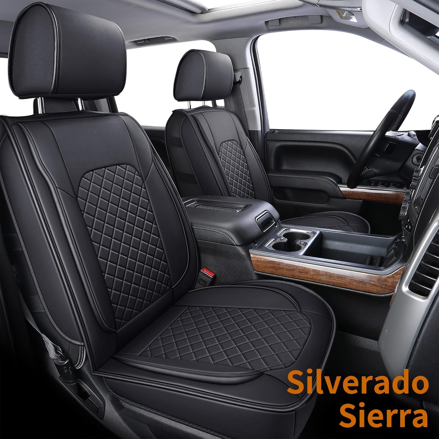 Blue Faux Leather Seat Covers Full Set X149625
