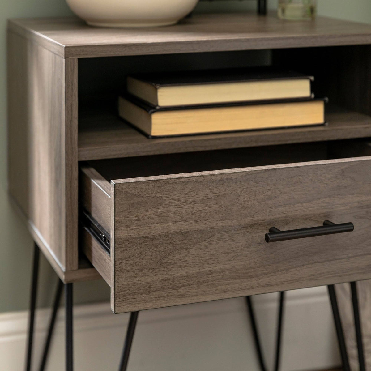 18-inch 1-Drawer Hairpin Side Table - Slate Grey Q517428