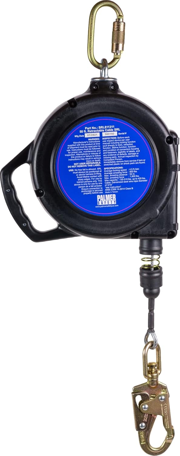 30 FT. Self Retracting Lifeline Galvanized Cable with Steel Snap Hook A5039