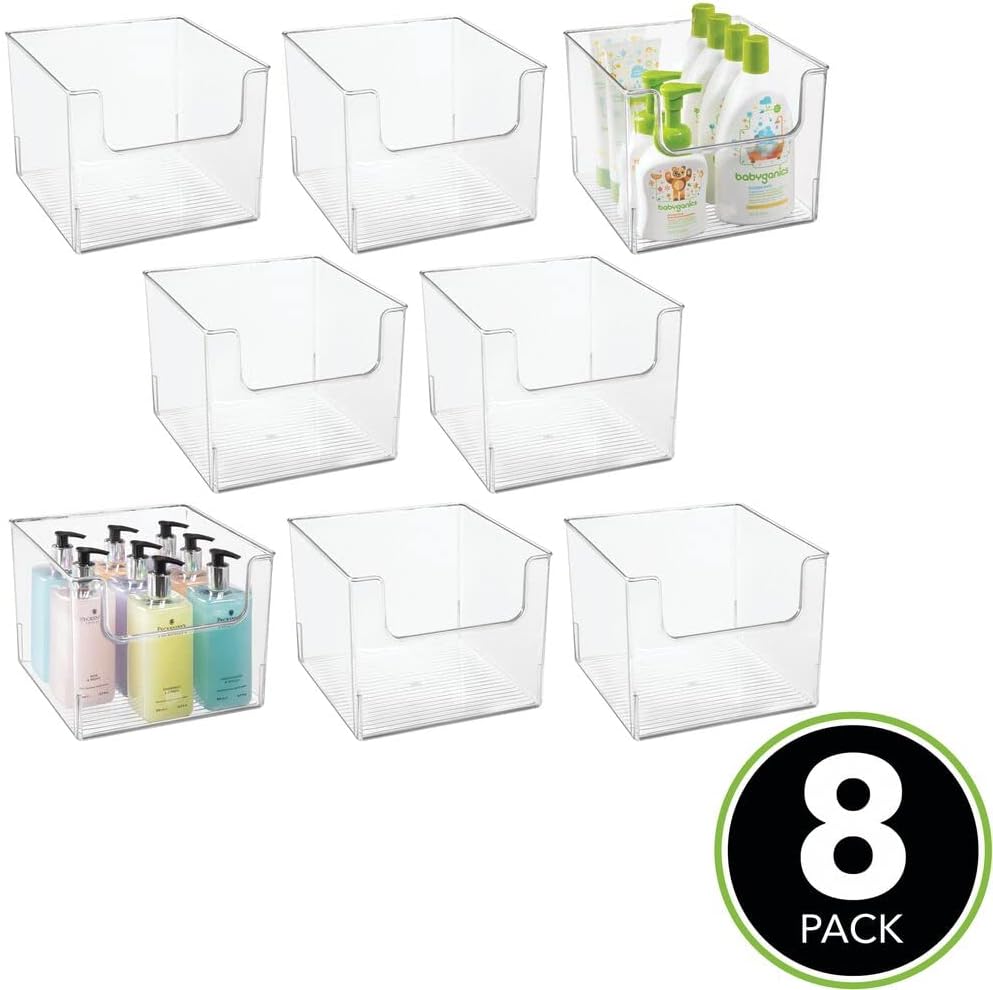 Clear Plastic 8 Pack Storage Basket Bin S471