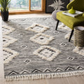 Geometric Diamonds Fringe Area Rug, Black/Ivory, 6' x 9' J915292