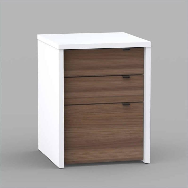 White and Walnut 3 Drawer Computer Desk L2260