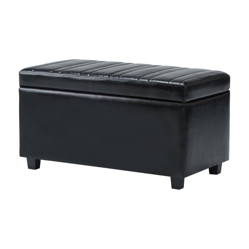 Faux Leather Storage Ottoman Stone Gray Y1544