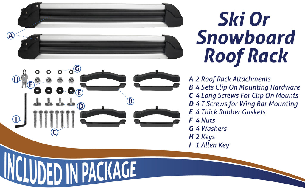 2PCS Universal Car Ski Snowboard Roof Racks Mount X90764