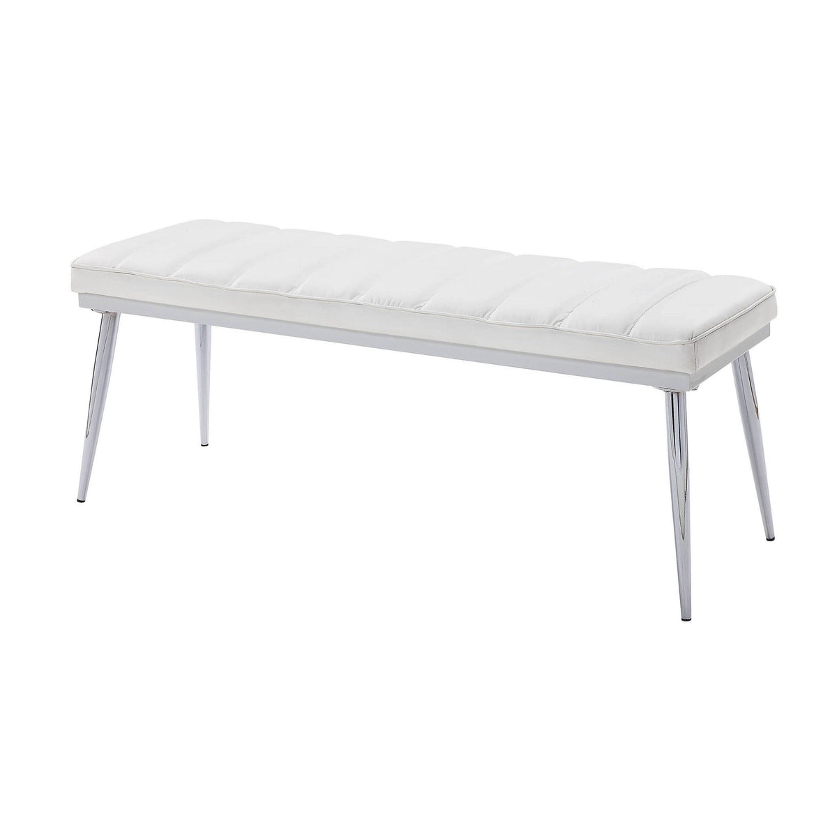 White PU Chrome Bench I688