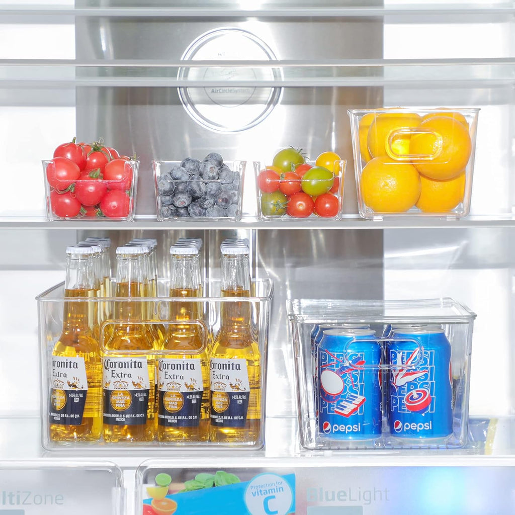 Clear Plastic Fridge Storage Bin with Lids, 9 PCS N655367