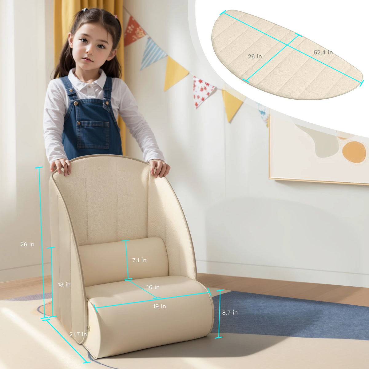 Creative Kids Floor Cushion Sofa Chair with Removable Blanket N8203