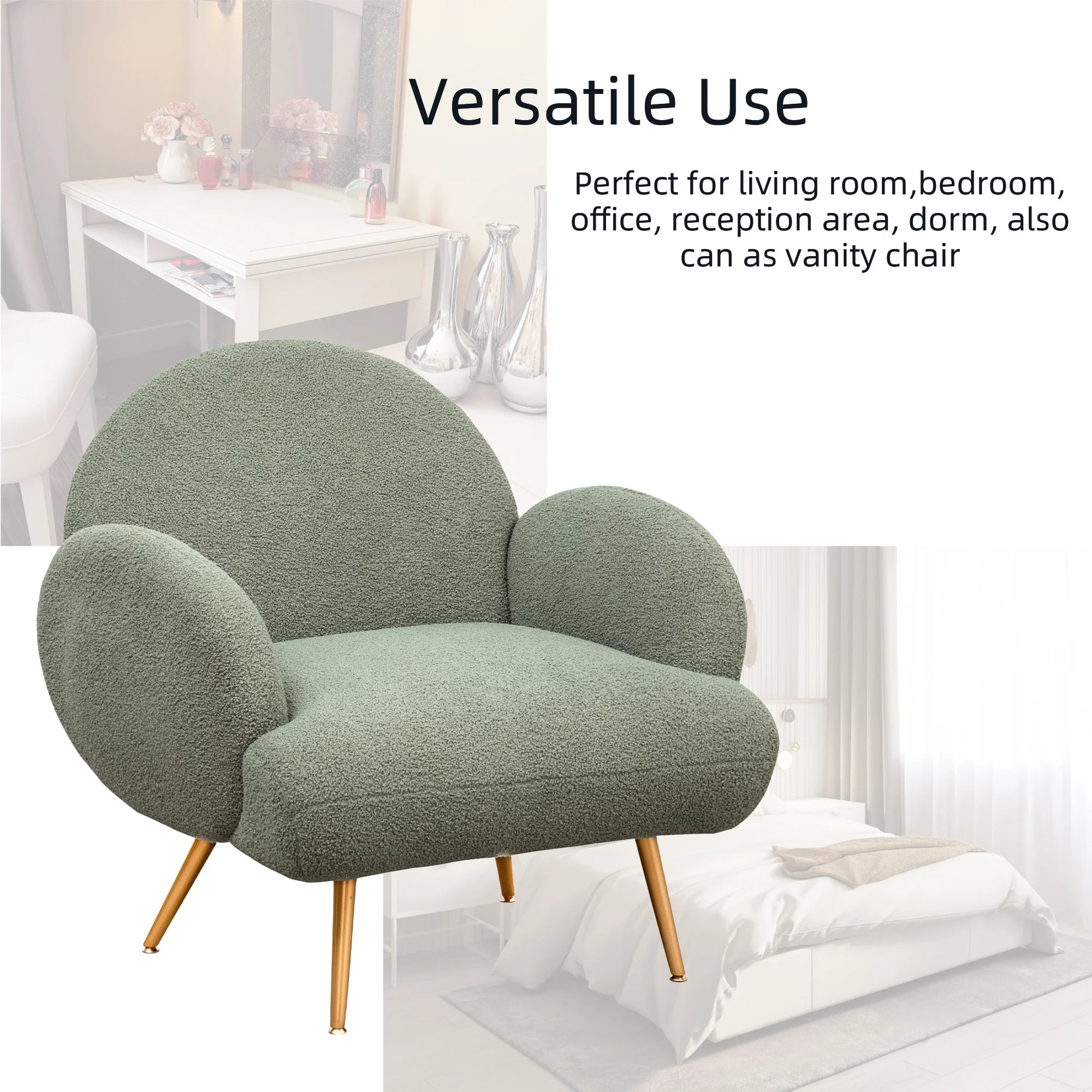 Green Upholstered Accent Chair with Metal Frame U136