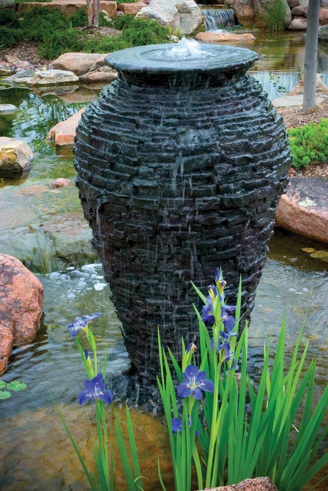 Large Stacked Slate Urn C3936