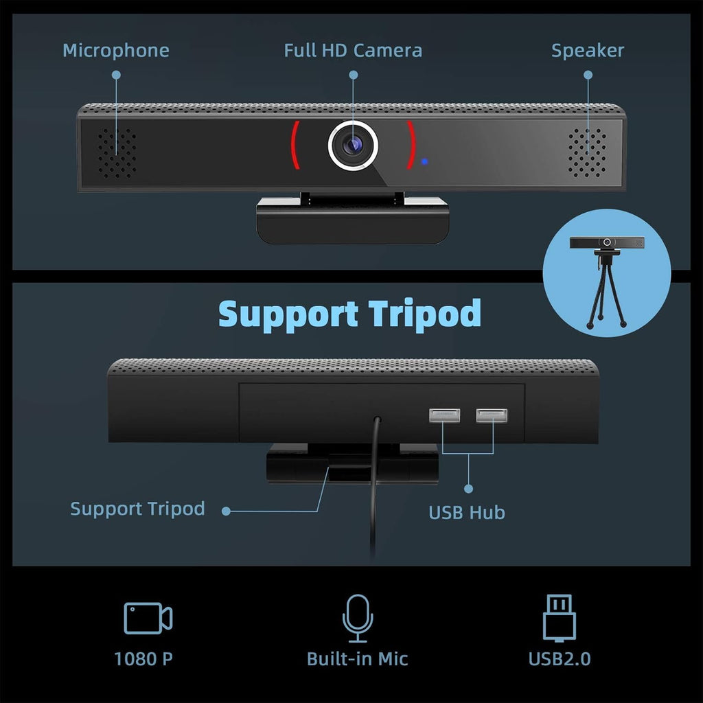 1080p Full HD Webcam with Stereo Microphone and Speaker U4880