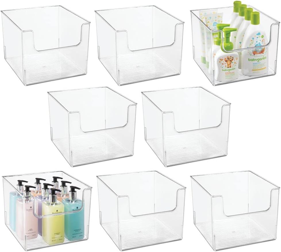 Clear Plastic 8 Pack Storage Basket Bin S471