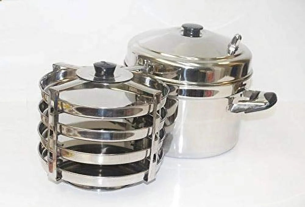 4-Plate Stainless Steel Dhokla Stand with Cooker A804534